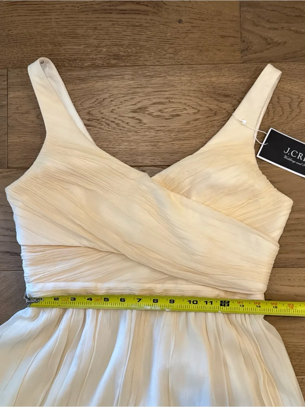 NWT J.Crew Silk Chiffon Bridesmaid Dress Champagne Pleated Size 10 Knee Length